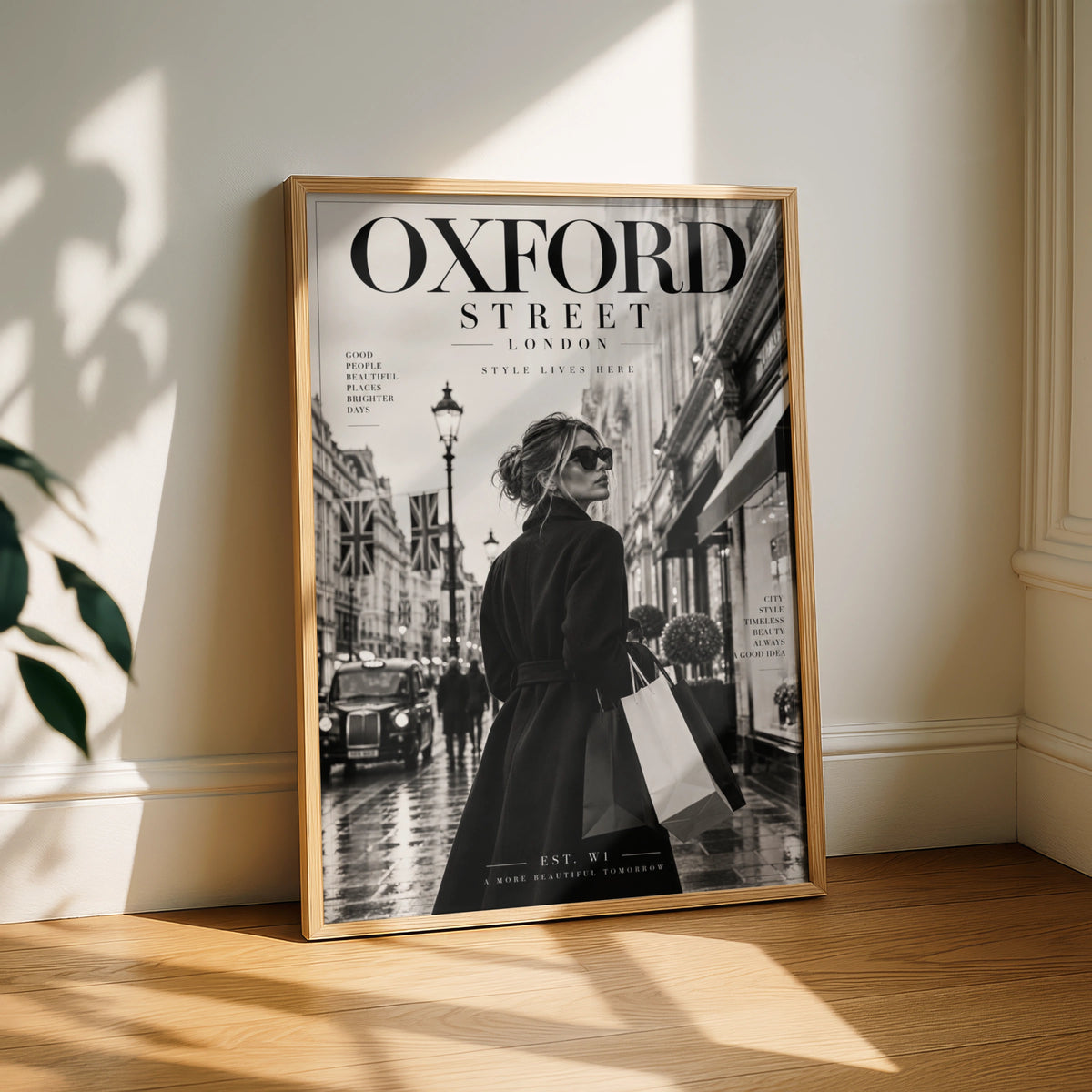 Oxford Street London Poster, Black White Fashion Wall Art, Chic Magazine Style Print