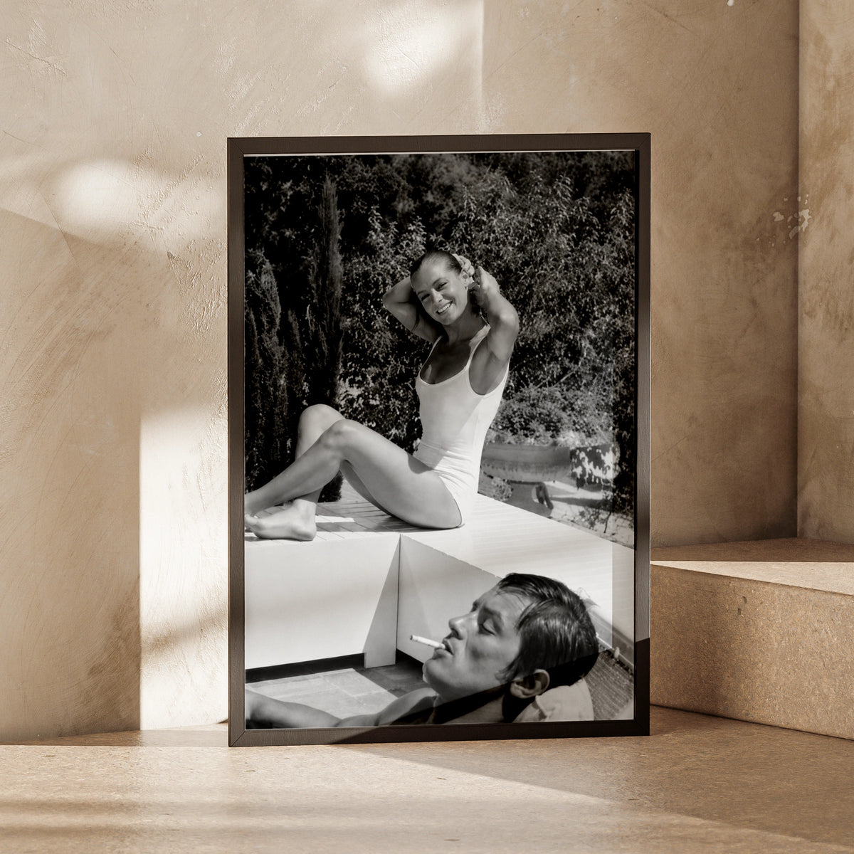 Romy Schneider Alain Delon Poster, Vintage Black and White Celebrity Wall Art Print