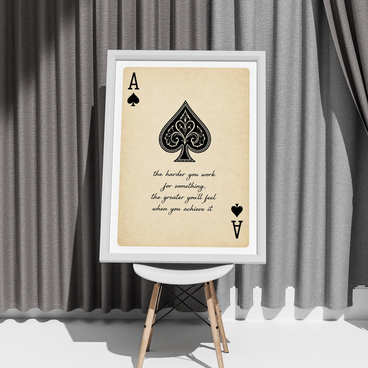 Ace of Spades Motivational Quote Poster, Vintage Playing Card Wall Art Print
