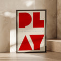 Play Like Nobody's Watching Poster, Bold Red Typography, Motivational Wall Art Print