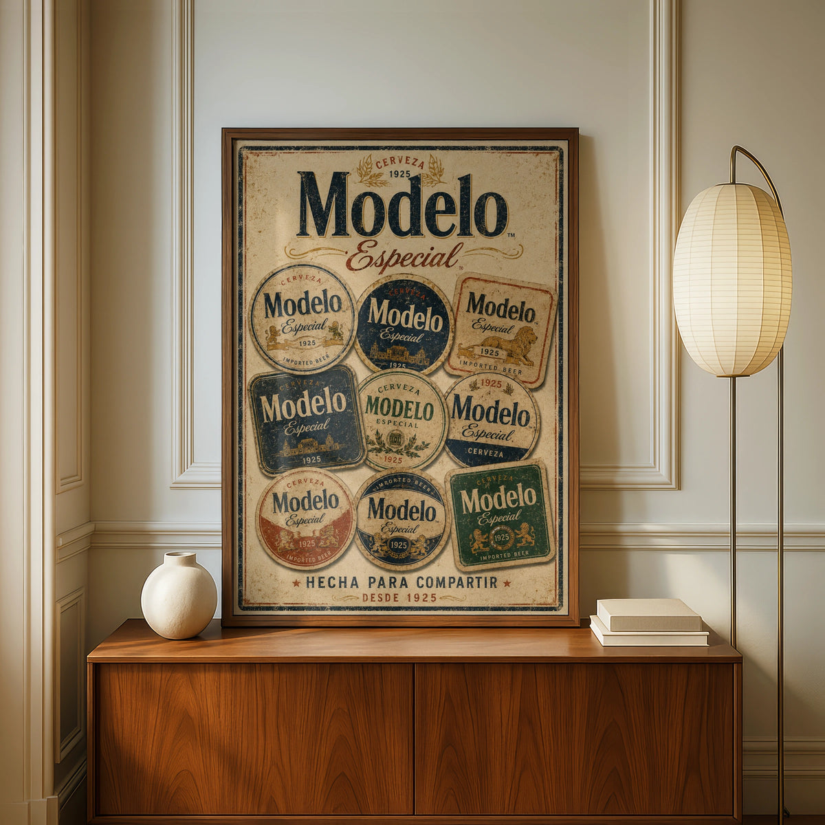 Modelo Especial Cerveza Vintage Beer Coaster Poster, Retro Bar Wall Art Print