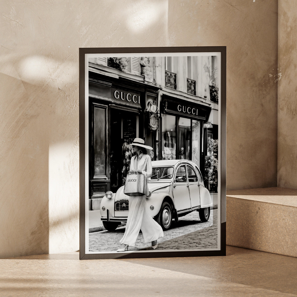 Paris Fashion Poster, Luxury Shopping Wall Art, Black White Chic Street Print
